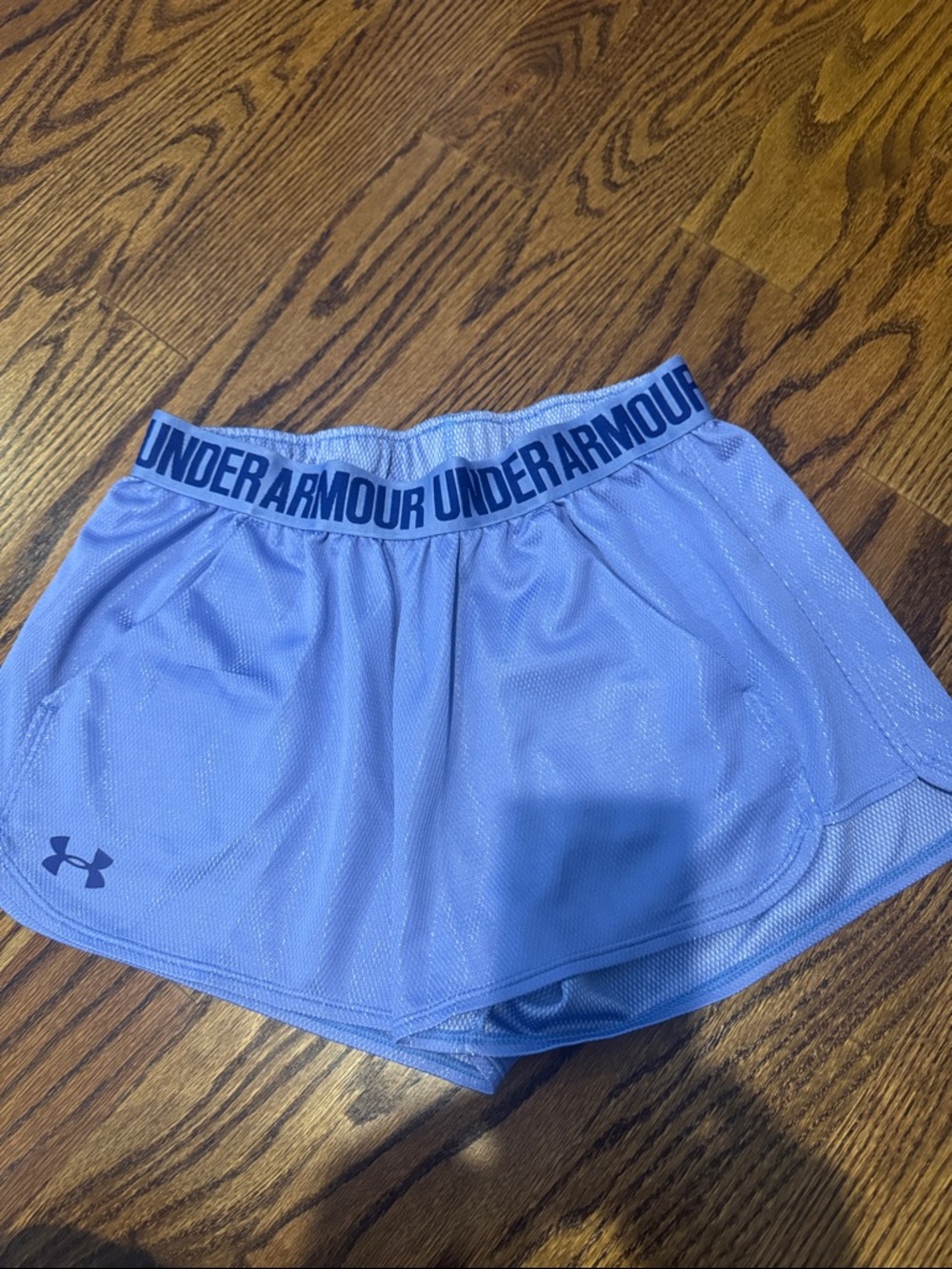Under Armour Women's Light Purple Athletic Shorts with Branded Waistband